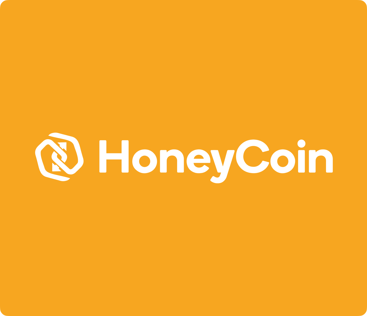 White logo on Honeycoin yellow bg